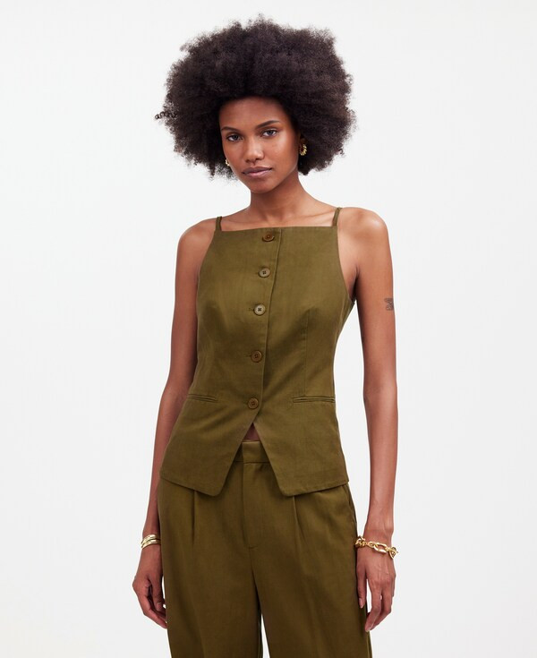 Square-Neck Vest in Drapey Twill | Madewell