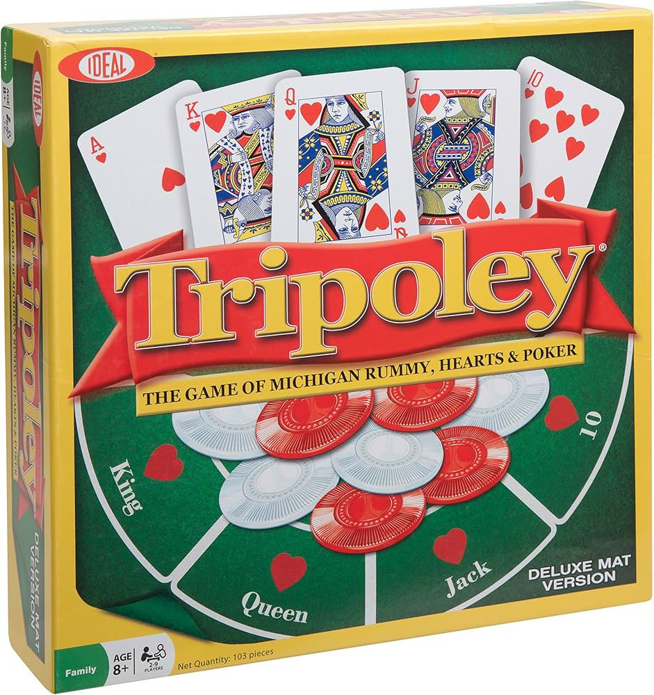 Tripoley Deluxe Board Game, Family Favorite Game, Combination of Michigan Rummy, Hearts and Poker... | Amazon (US)