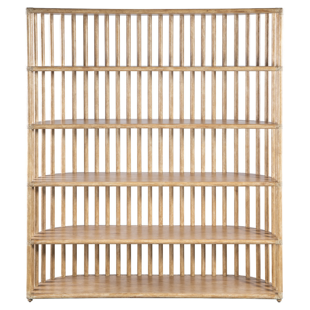 Lincoln Modern Classic Brown Oak Wood Curved Bookcase | Kathy Kuo Home