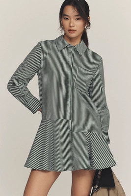 English Factory Long-Sleeve Mini Shirt Dress | Anthropologie (US)