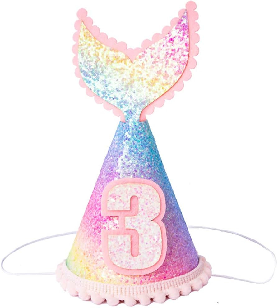 Princess Tiara Crown, Glitter Girls Kids First Birthday Hat Sparkle Sequined Party Supplies Numbe... | Amazon (US)