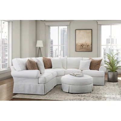 Sahithi Slipcover 3-Piece Sectional Sofa In Off White | Wayfair North America