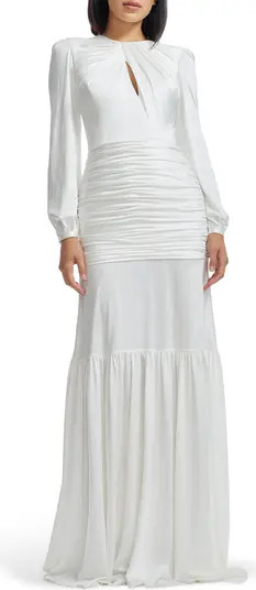 Lucille Pleated Ruched Long Sleeve Gown | Nordstrom