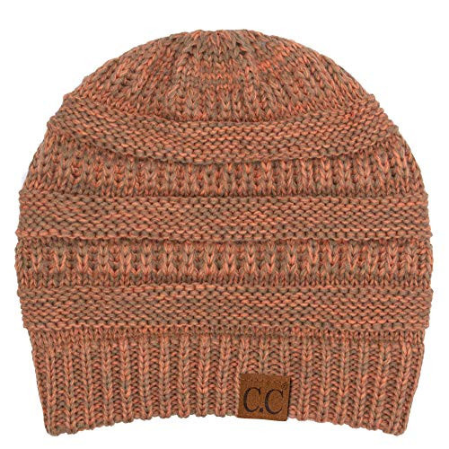 C.C Exclusives Cable Knit Beanie - Thick, Soft & Warm Chunky Beanie Hats (2 Tone Orange/Taupe) | Amazon (US)