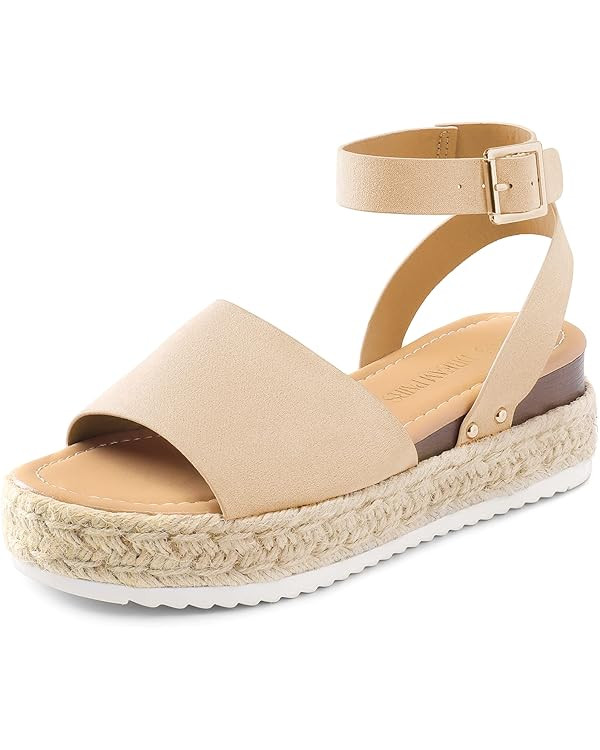 DREAM PAIRS Women's Platform Espadrilles Casual Ankle Strap Wedge Sandals Comfortable Dressy Summ... | Amazon (US)