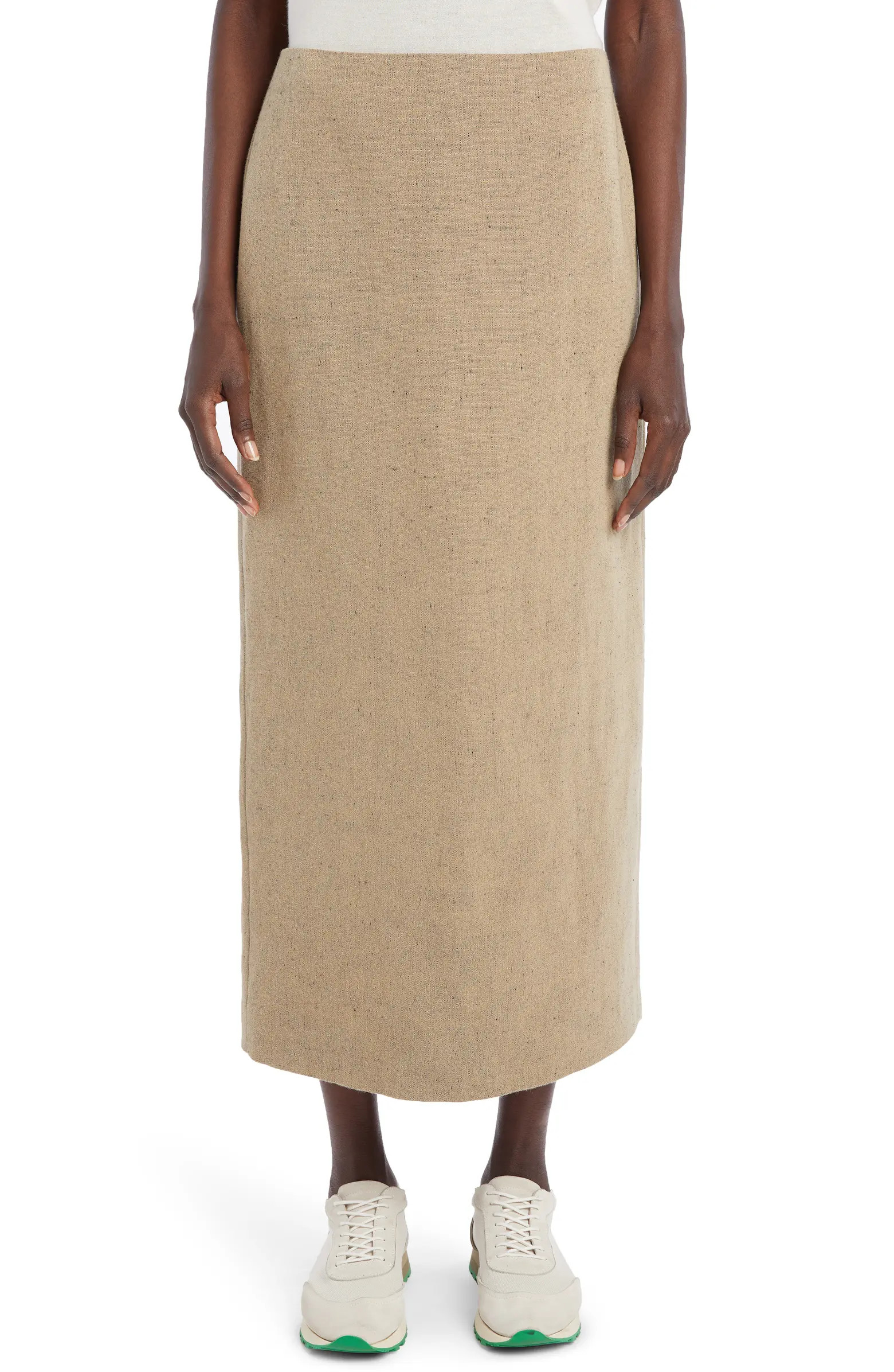Alma Slub Linen & Cashmere Midi Skirt | Nordstrom