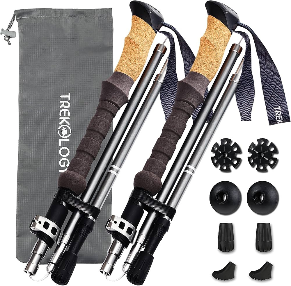 TREKOLOGY Trekking Poles Collapsible Nordic Hiking Pole - Cork Handle 2pc Ultralight Folding Walk... | Amazon (US)
