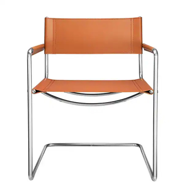 Mid Century Classical Saddle Leather Accent Chairs Stainless Steel Arm Chair Dining Chairs - Bed ... | Bed Bath & Beyond