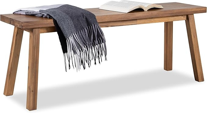 Solid Wood Bench - Minimalist Design, Acacia Wood Construction, Brown Color, Versatile for Entryw... | Amazon (US)