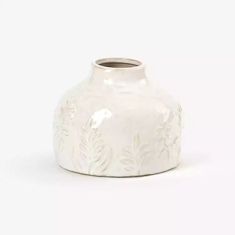 Ivory Embossed Floral Ceramic Vase, 5 in. | Kirklands