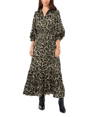 VINCE CAMUTO Printed Smocked Long Sleeve Maxi Dress  | Bloomingdale's Women | Bloomingdale's (US)