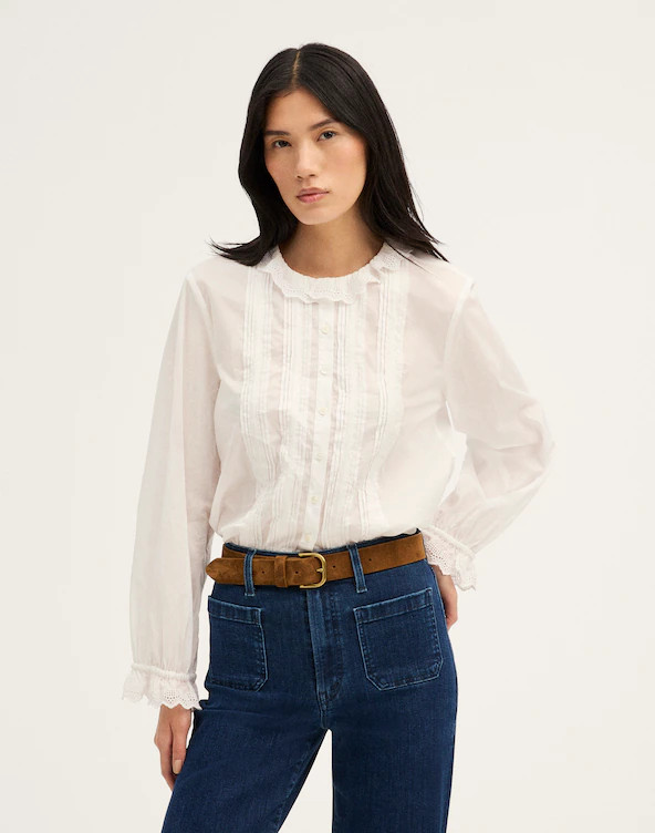 Ruffled Pintuck High-Neck Top | Madewell