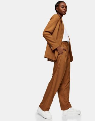 Topshop peg leg suit pants in camel | ASOS (Global)