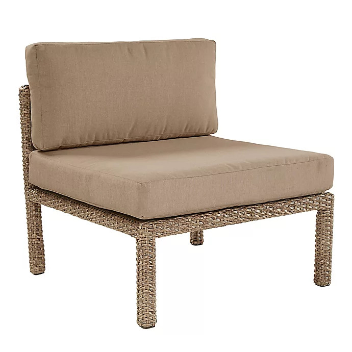 All-Weather Wicker Aluminum Woven Armless Chair in Light Brown | Bed Bath & Beyond