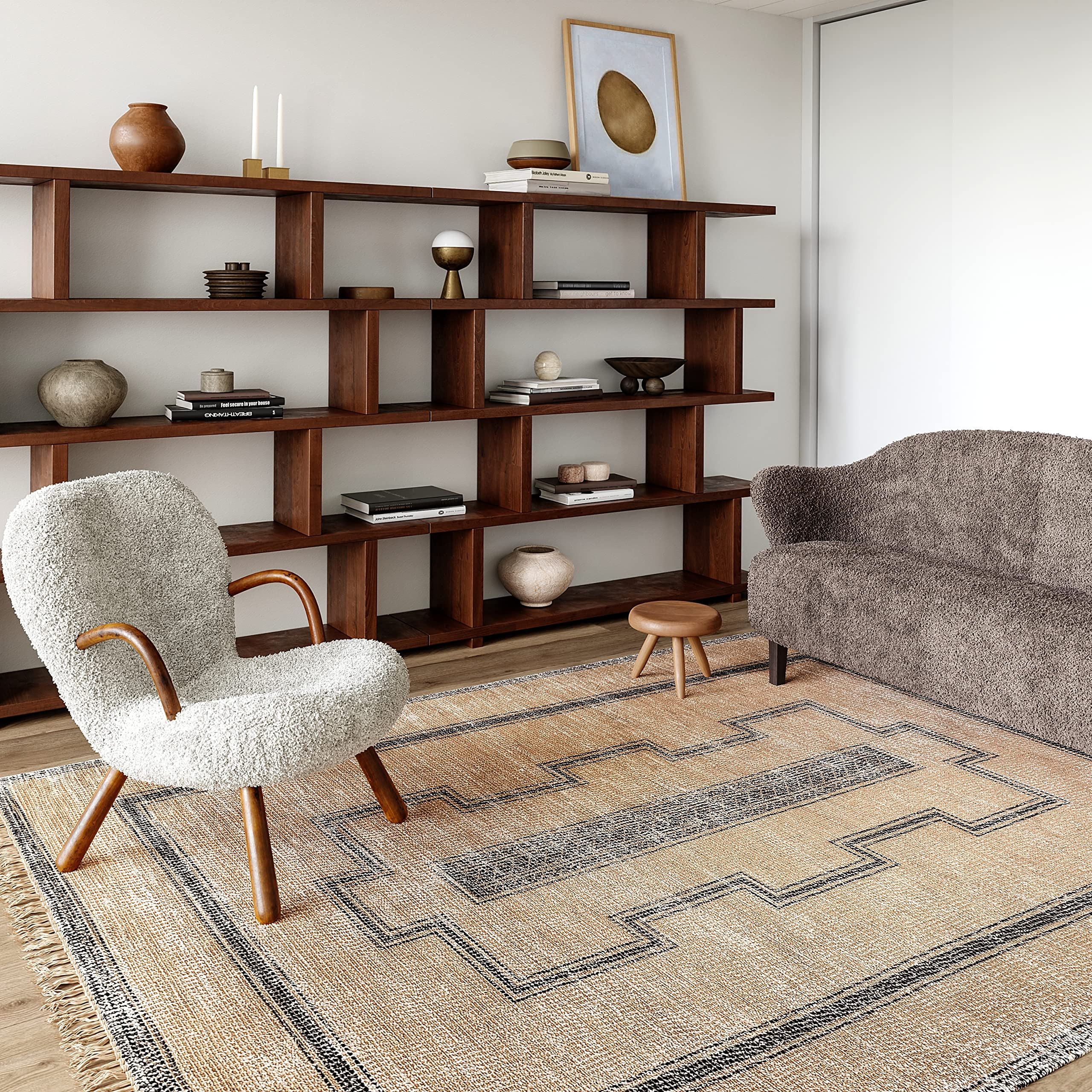 Rugs USA Ginger Cotton-Blend Area Rug, 6x9, Tan | Amazon (US)