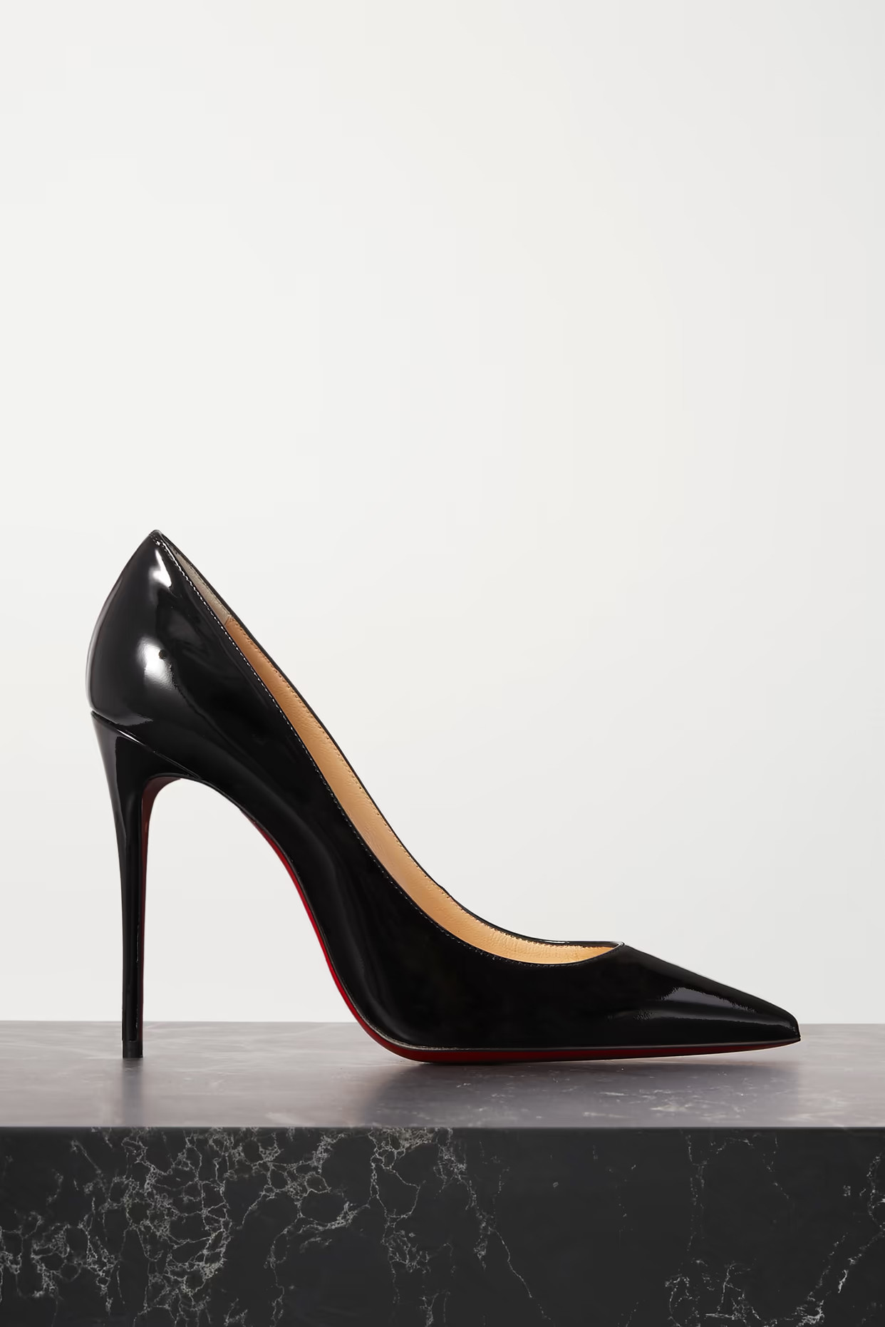 Christian Louboutin - Kate 100 Patent-leather Pumps - Black | NET-A-PORTER (US)