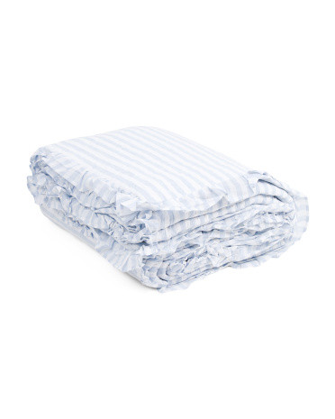Linen Blend Striped Ruffle Duvet Set | TJ Maxx