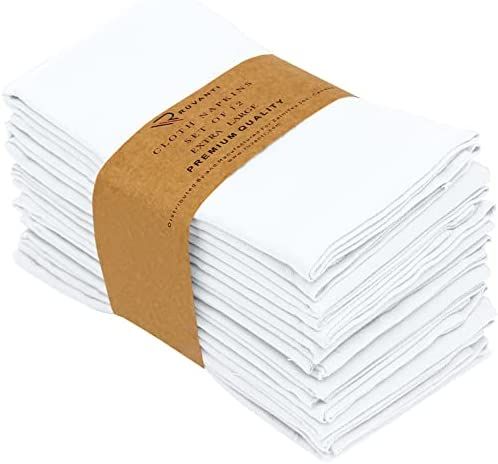 Amazon.com: Urban Villa Dinner Napkins White Cloth Napkins Set of 12 100% Cotton Dinner Napkins S... | Amazon (US)