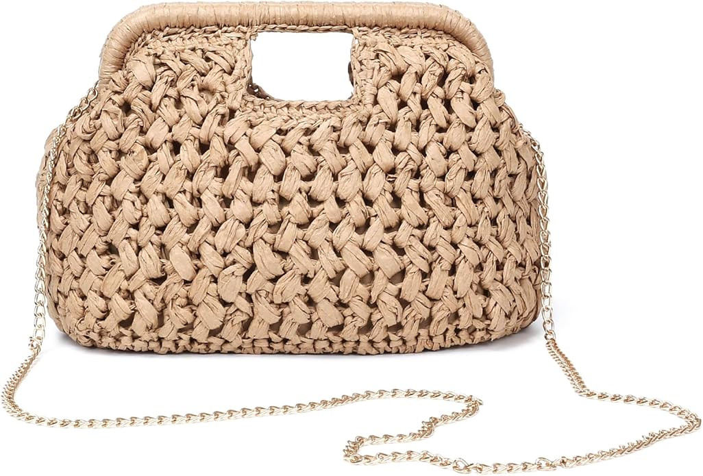 Herald Straw Woven Clutch Purse for Women, Beach Cloud Dumpling Pouch Evening Shoulder Crossbody ... | Amazon (US)