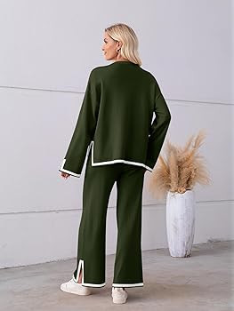 MEROKEETY Lounge Sets for Women Oversized 2 Piece Fall Sets Sweater Top Wide Leg Pants Knit Loung... | Amazon (US)