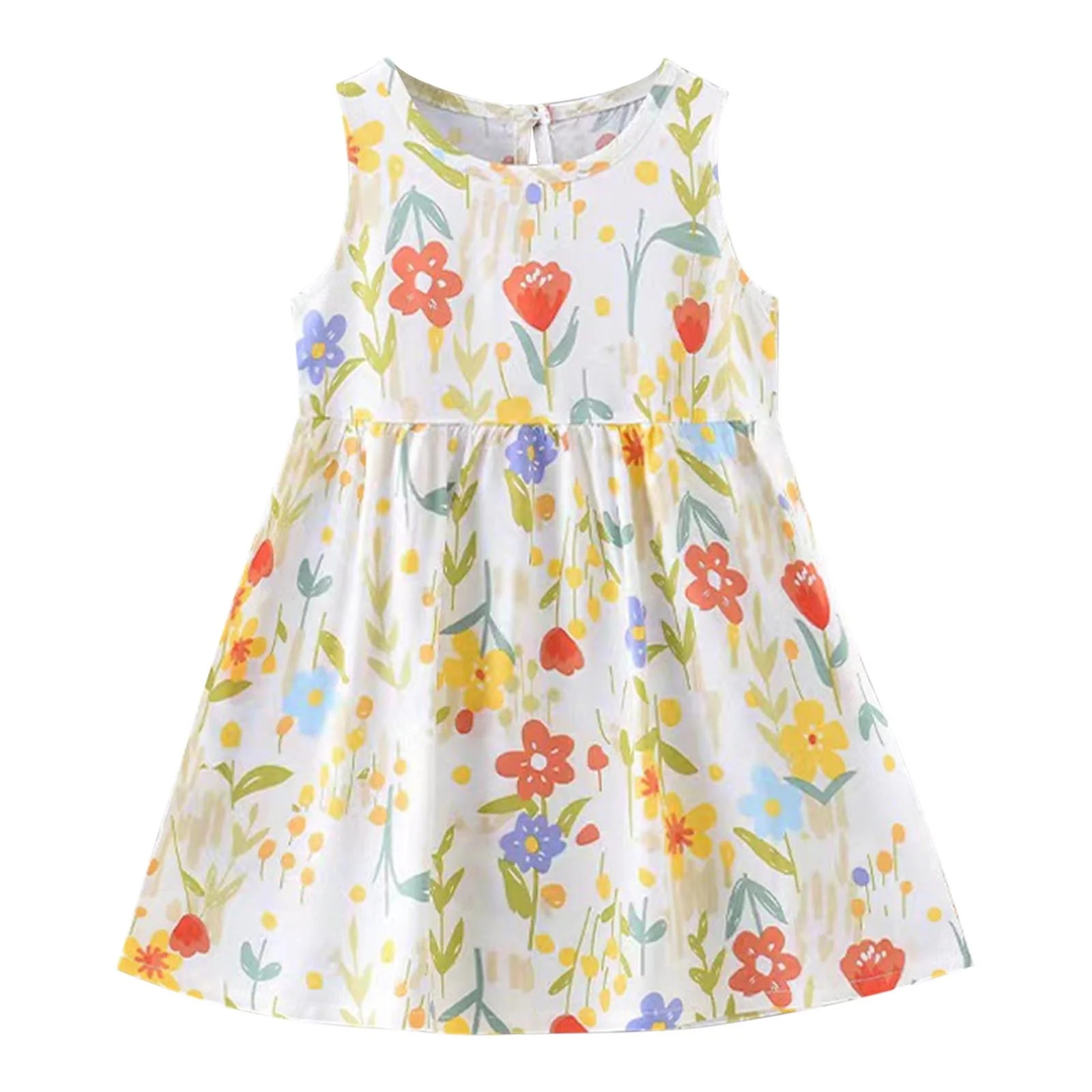 Edvintorg Baby Girl Dresses 2025 Summer Floral Print Sleeveless Casual Beach Dress Kids Dresses f... | Walmart (US)