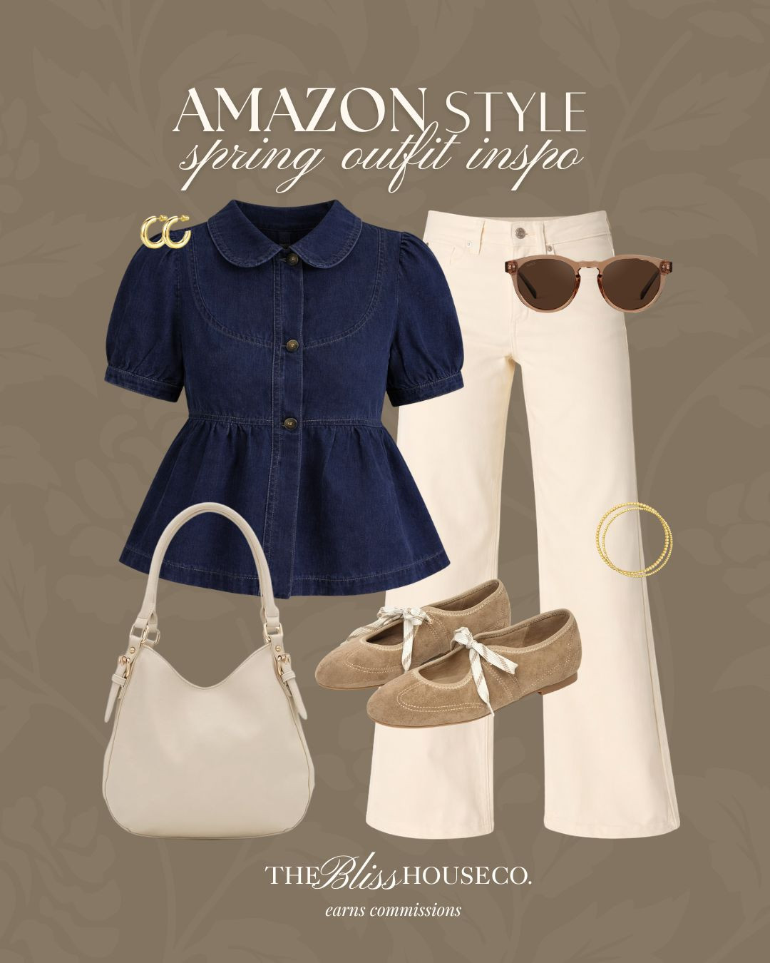 Amazon spring outfit inspo. 🤍


Denim peplum blouse, cream wide leg denim, suede mary jane flats, neutral shoulder handbag, gold hoop earrings, brown sunglasses, effortless everyday style, Amazon fashion finds, casual spring outfits, chic neutral wardrobe, feminine denim top, wide leg pant look, minimal gold accessories, soft neutral palette, classic daytime outfit, capsule wardrobe pieces, easy casual styling. 

 #LTKootd