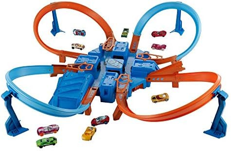 Hot Wheels Criss Cross Crash Motorized Track Set, 4 High Speed Crash Zones, 4-Way Booster, 4 Loop... | Amazon (US)