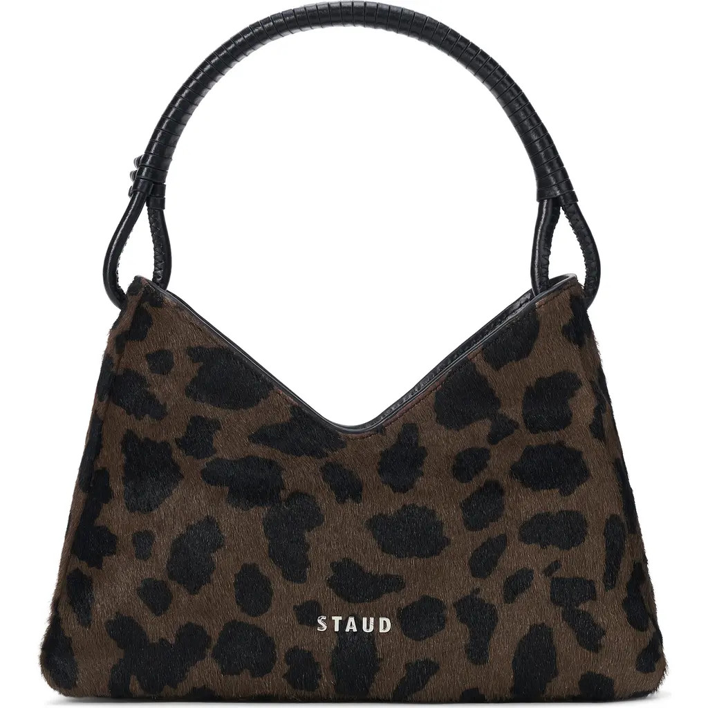 STAUD Valerie Genuine Calf Hair Shoulder Bag in Leopard at Nordstrom | Nordstrom