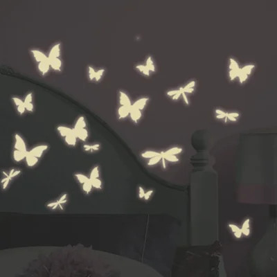 Butterfly and Dragonfly Glow in The Dark Wall Decal | Wayfair North America