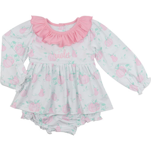 Pink And Mint Pumpkin Print Diaper Set | Cecil and Lou