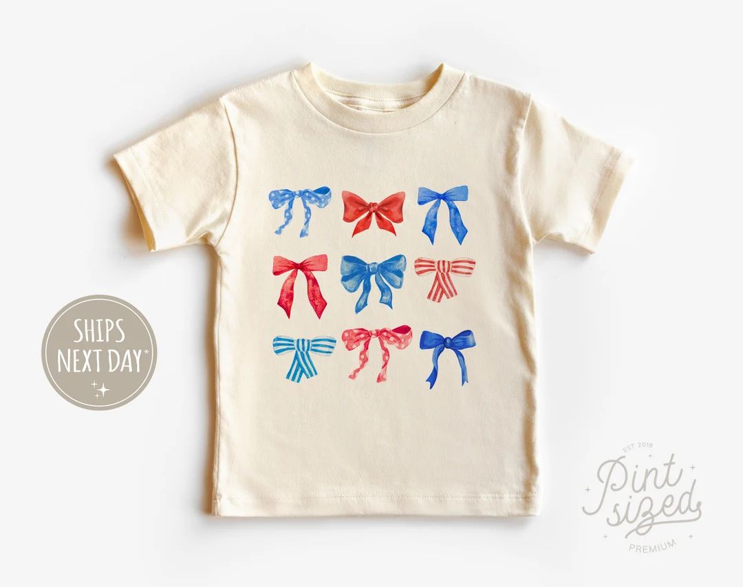 Patriotic Toddler Girl Shirt Boho Coquette Bows Tee Cute Fourth of July Kids Shirt Southern Girl ... | Etsy (US)