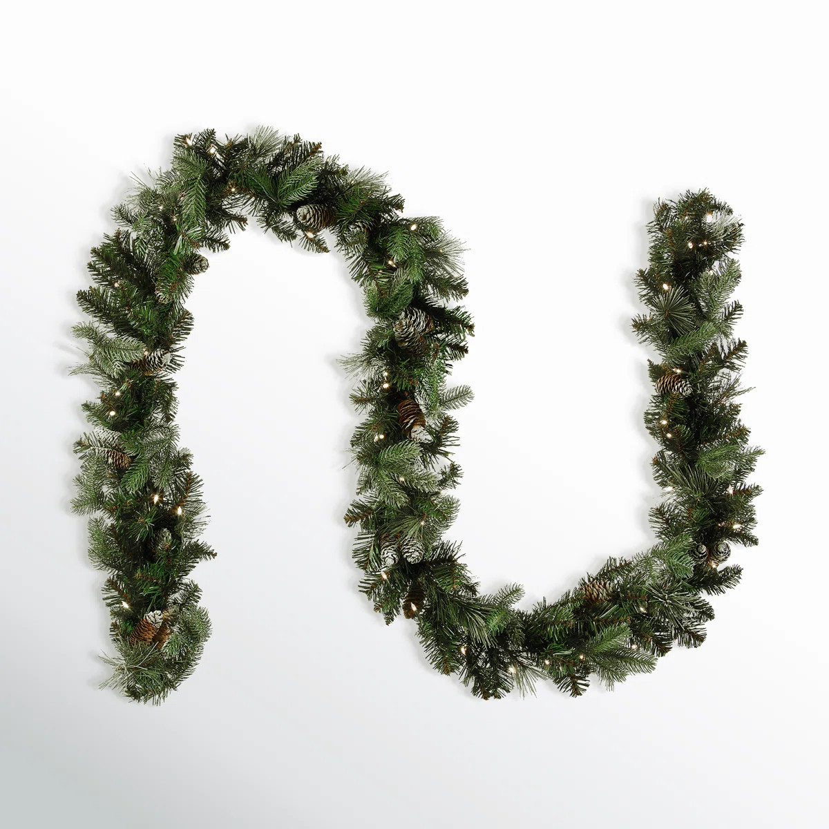 Kaiza 9ft. Carolina Pine Garland with LED Lights | Wayfair North America