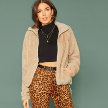 Zip Up Teddy Jacket | SHEIN