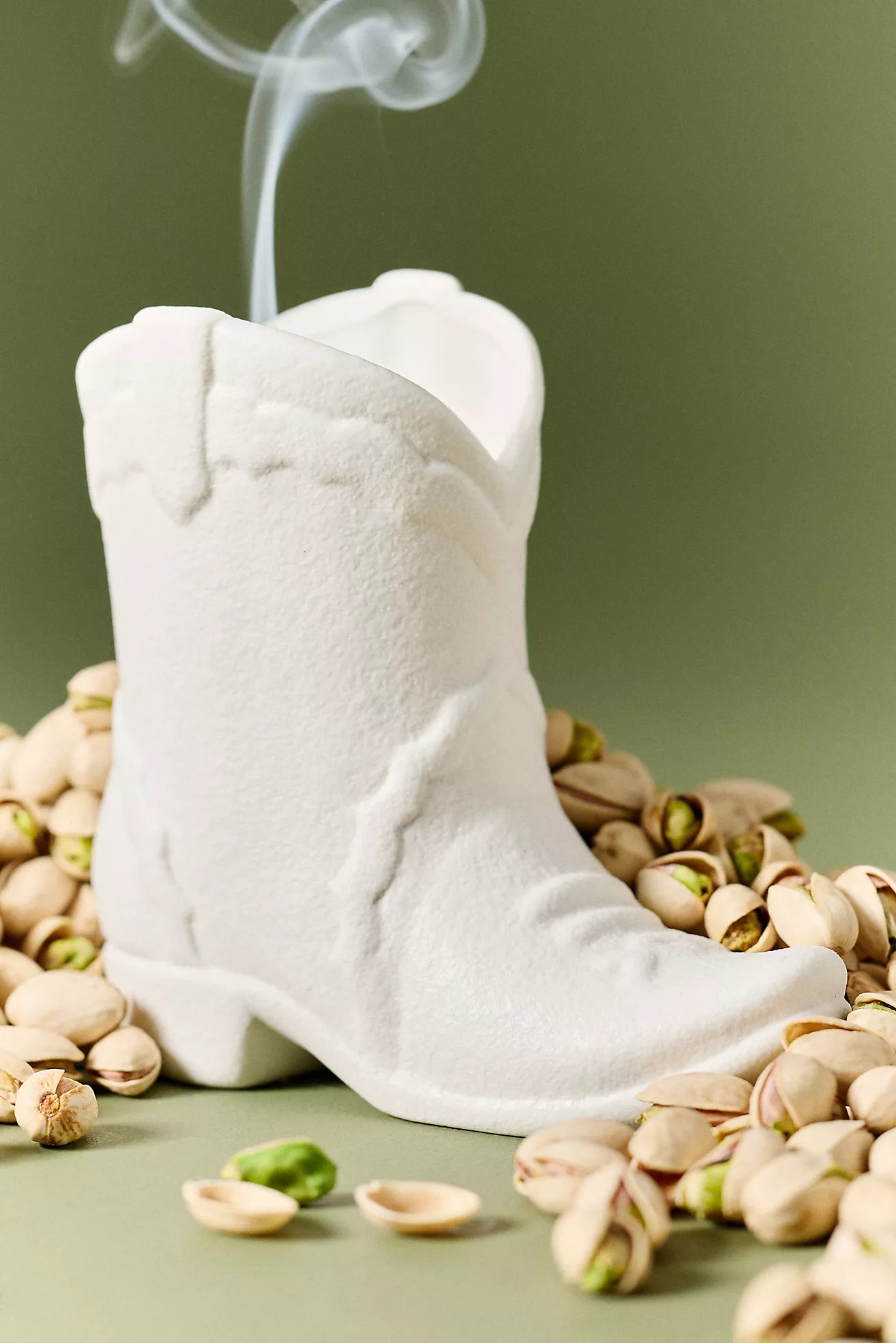 Paddywax Gourmand Smoked Pistachio Ceramic Cowboy Boot Candle | Anthropologie (US)