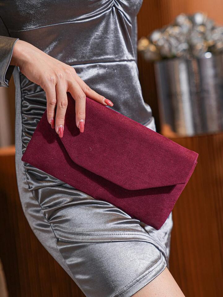 Pailletten Wildleder Clutch Tasche, Einzel Schulter Crossbody Umschlag Tasche | SHEIN