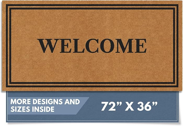 Barnyard Designs Natural Coco Coir Heavy Duty Backing Doormat - Large Cute Non-Slip Front Door We... | Amazon (US)