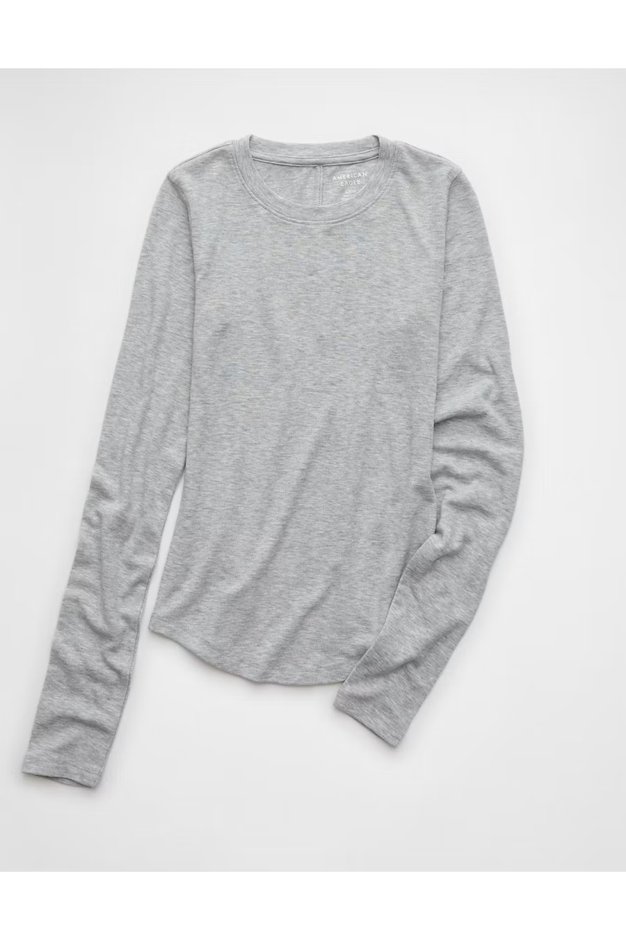 AE Cozy Up Long-Sleeve Layering T-Shirt Women's Heather Gray S | American Eagle Outfitters (US & CA)