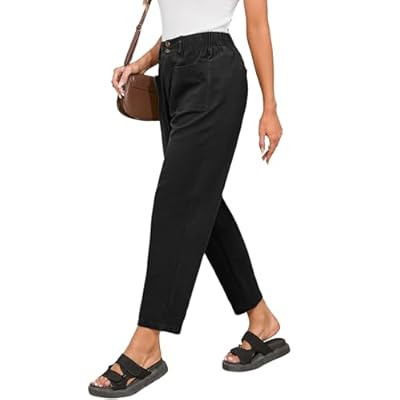 Dokotoo Linen Pants Women Casual Cotton Capri Pants High Waisted Harem Trous… | Amazon (US)