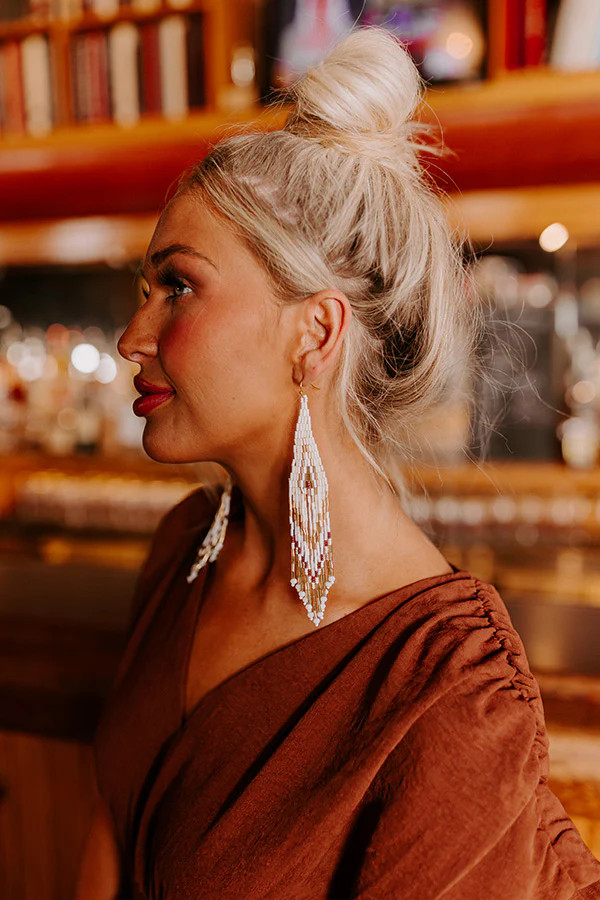 Hearing Music Beaded Earrings In Cream | Impressions Online Boutique