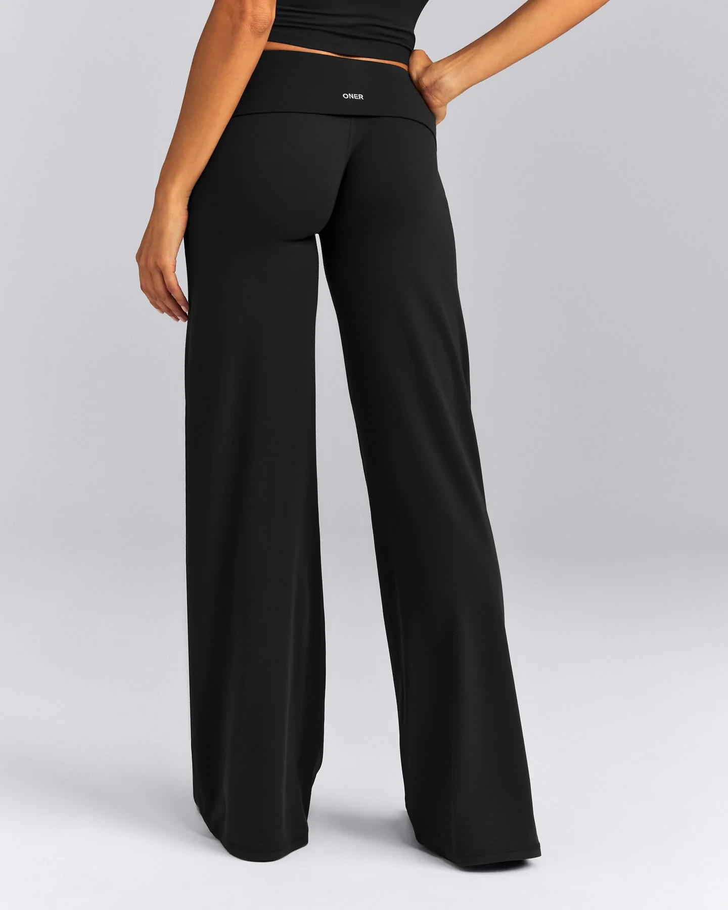 SoftMotion\u2122 Fold Over Mid Rise Straight Leg Pants New Branding 
 Black | Oner Active (UK / US)