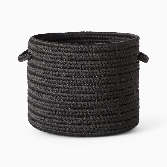 Indoor/Outdoor Woven Basket, Black, Small - 12""x12""x10 | West Elm (US)