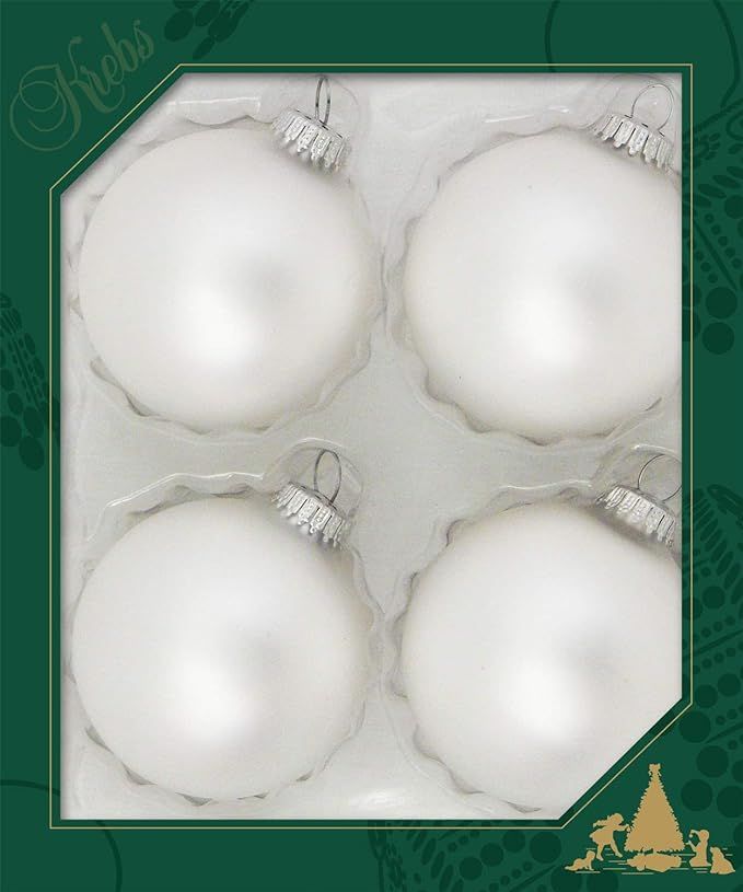 Christmas By Krebs 4 Pack Silver Pearl 3 1/4" Glass Ball Ornaments with Gold Crown Caps | Amazon (US)