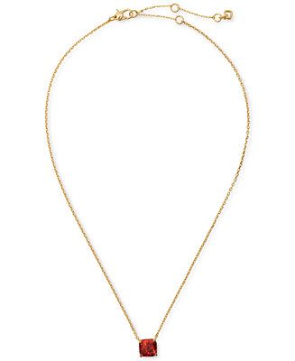 Gold-Tone Square Glitter Stone Mini Pendant Necklace, 17" + 3" extender | Macy's