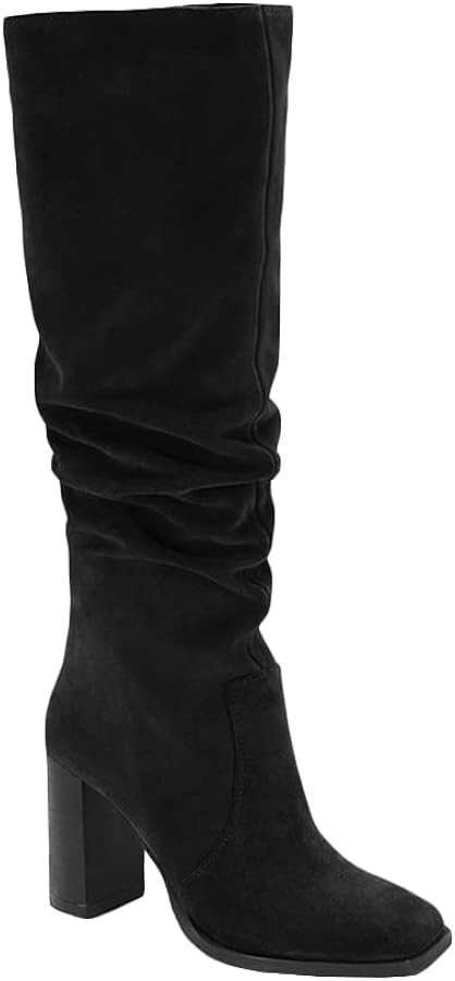 Juliet Holy Womens Knee High Boots Chunky High Heel Square Toe Side Zipper Wide Calf Boot | Amazon (US)