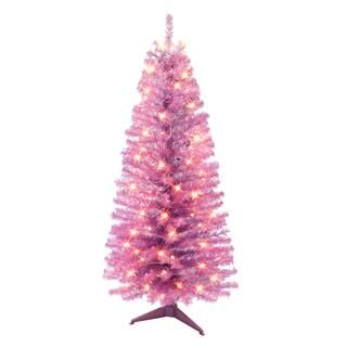 4.5ft. Pre-Lit Pink Tinsel Artificial Christmas Tree, Clear Lights | Michaels | Michaels Stores
