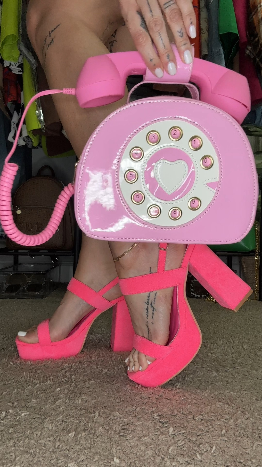 Pink Platform Sandals for my Pink Rotary Phone Purse 🎀💅🏻🩷.  About these sandals: Color: Pink • Fit: slightly big • Comfortability: 9/10 • Walkability: 9/10 •

*As an Amazon Affiliate I earn from qualifying purchases.* #commissionsearned #amazonaffiliate 

#LTKshoecrush #LTKFind #LTKitbag