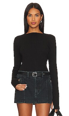 Lanston X REVOLVE Mock Neck Top With Thumbholes in Black from Revolve.com | Revolve Clothing (Global)