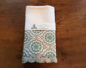 Grey Teal Floral Hand Crochet Kitchen Towel Hand Crochet Dishcloths Set | Etsy (CAD)