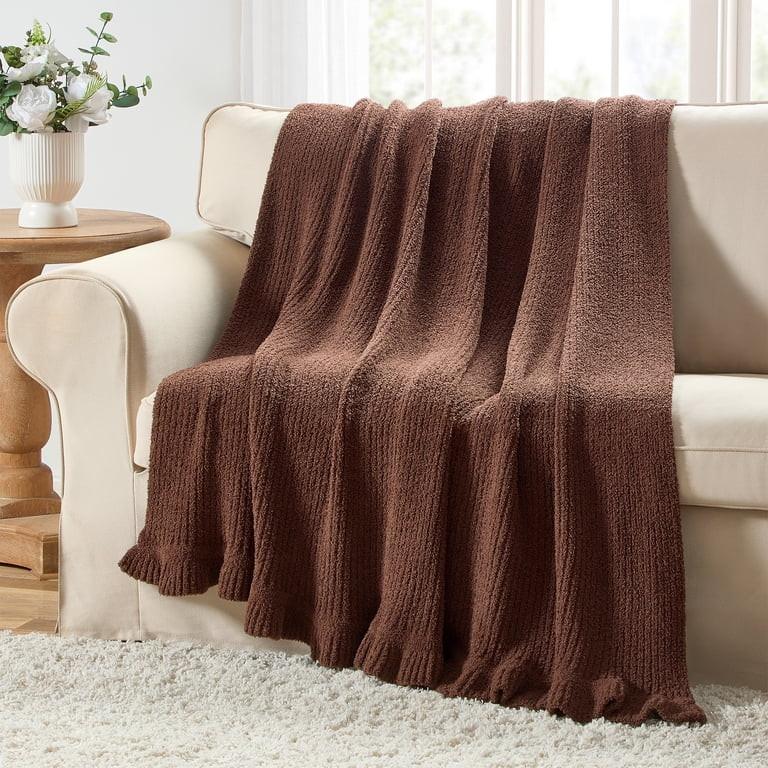 My Texas House Brown 60" x 70" Rib Knit Ruffle Throw Blanket | Walmart (US)