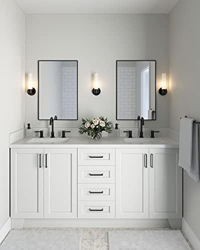 ARIEL 73" Inch Double Sink Bathroom Vanity w/ 1.5" Edge Pure White Quartz Countertop | 2 Rectangl... | Amazon (US)